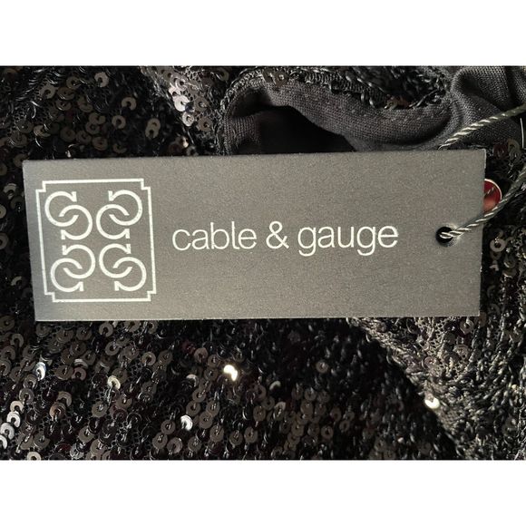 CABLE & GAUGE New Black Sequin Sleeveless Turtleneck Halter Top, Size Small - Picture 7 of 13